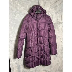 Eddie Bauer Down Parka Women TL Purple Long Puffer Coat Hooded Tall